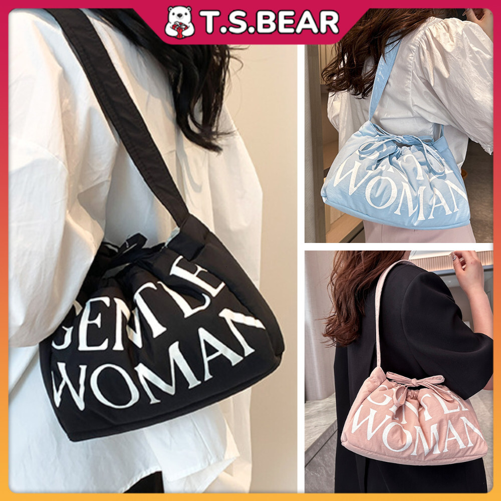 Women Dumpg Casual Shoulder Puffy Sg Drawstring Crossbody Hobo Puffer Handle Bag Beg Wanita L38
