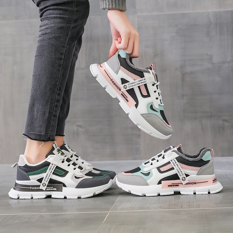 Cotton female students Korean version 2024 new winter anti slip warm cotton with thick velvet dad shoes for women NK97