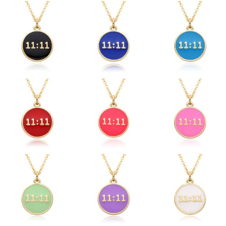 20Style Vintage Simple Colorful Drip Oil Star Round Pendant Necklace Women Girl Necklace Wedding Party Gift Fashion Accessories