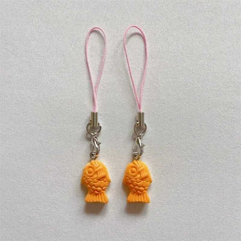 Cute Korean Fish Shaped Red Bean Pastry Snack Phone Charm Keychain Phone chainX240919