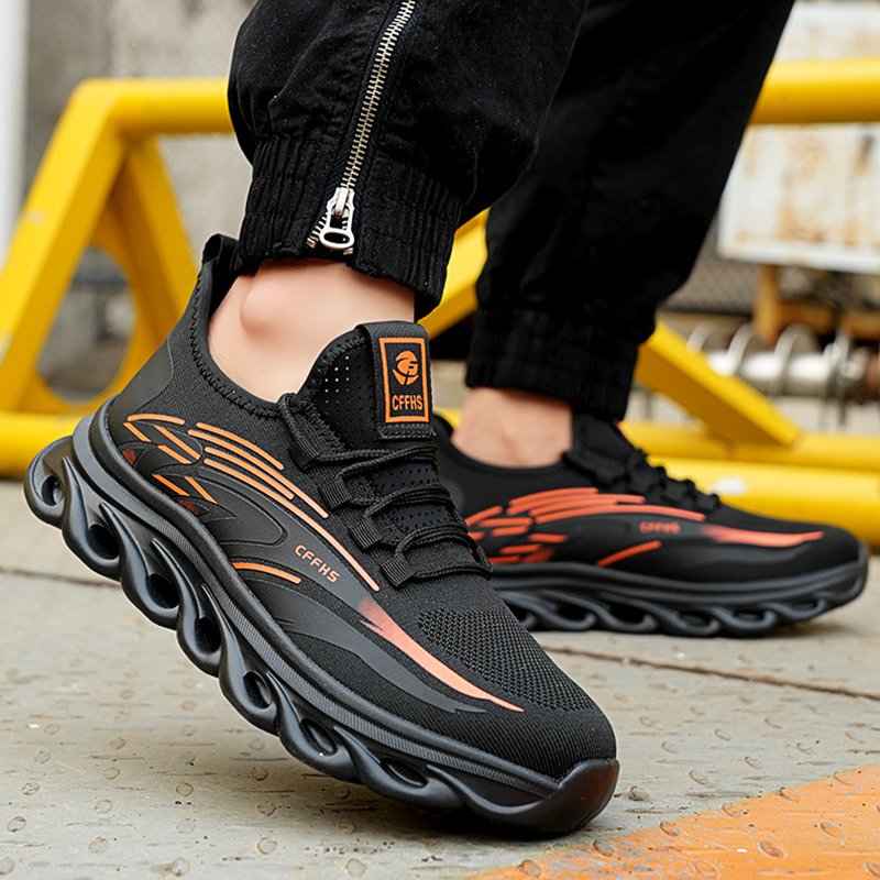 New Breathable Men Safety Shoes Steel Toe Non-Slip Work Boots Indestructible Shoes Puncture-Proof Work Men Sneakers