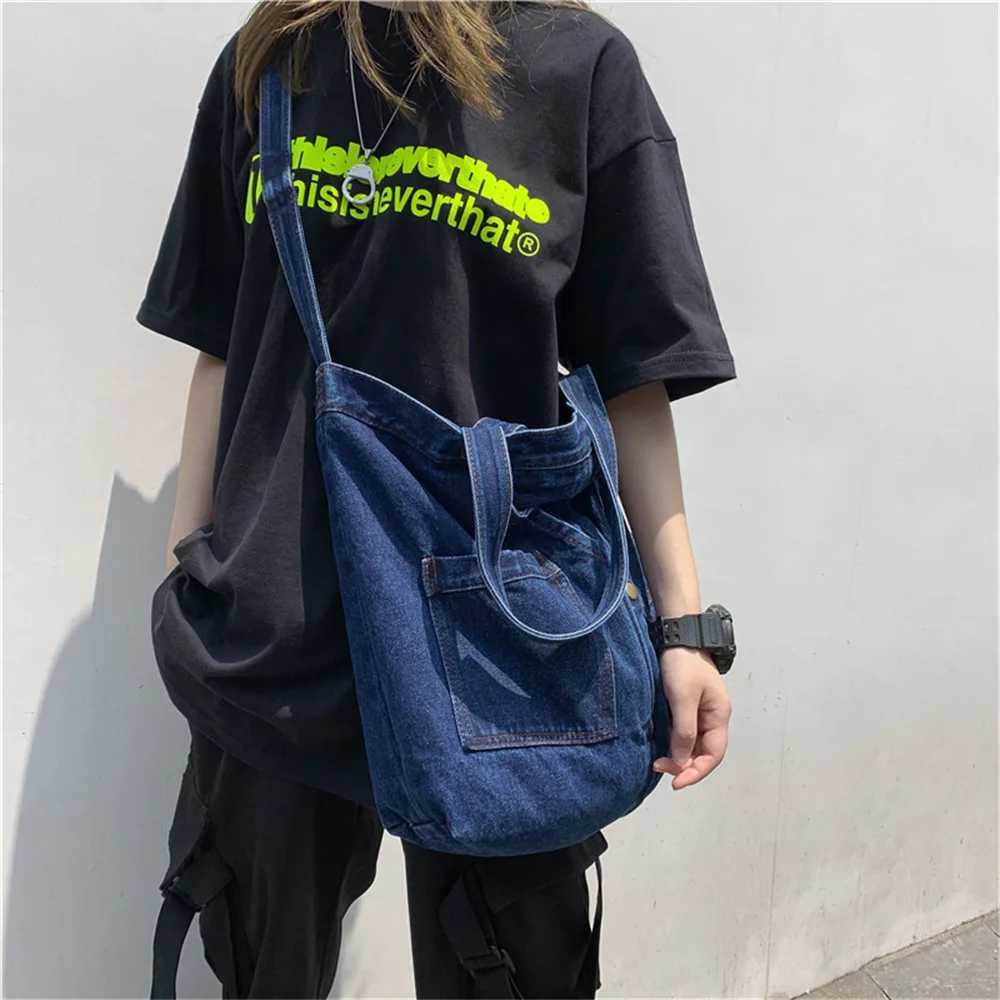 CMM Denim Large Capacity Handbag Shoulder Bag Messenger Casual Fashionable Crossbody High Quality Women Tote 240920