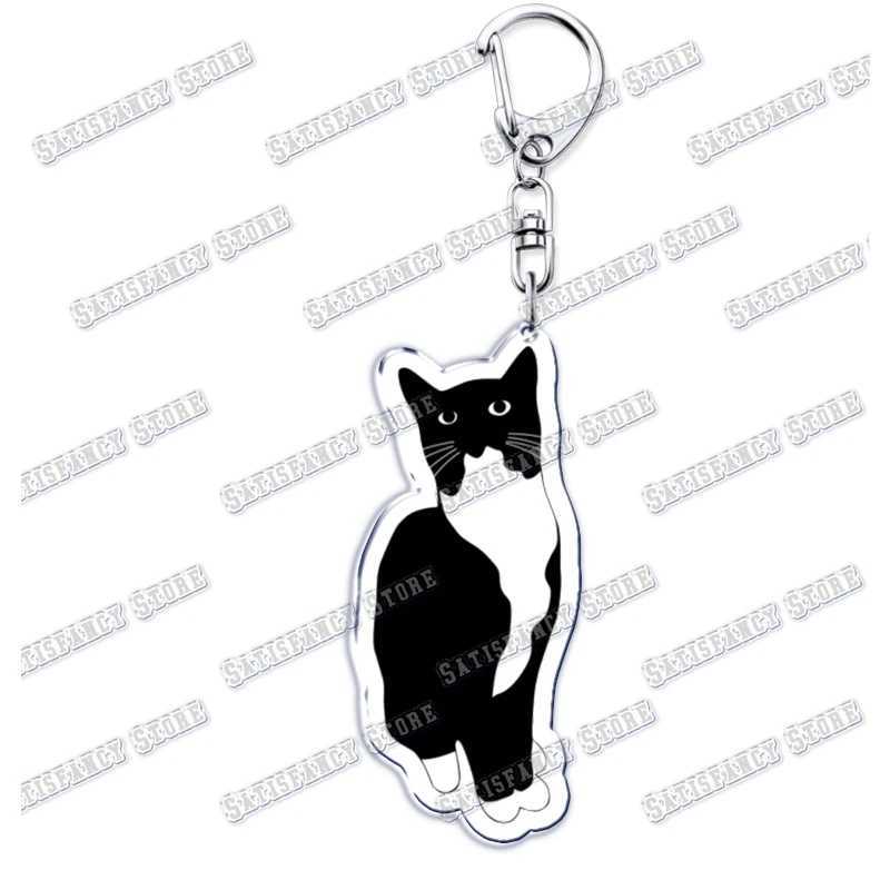 Cute Kawaii Little Black Cat Acrylic Keychains Funny Pet Kitty Keyring for Accessories Bag Pendant Key Chain Jewelry Fans GiftsX240919