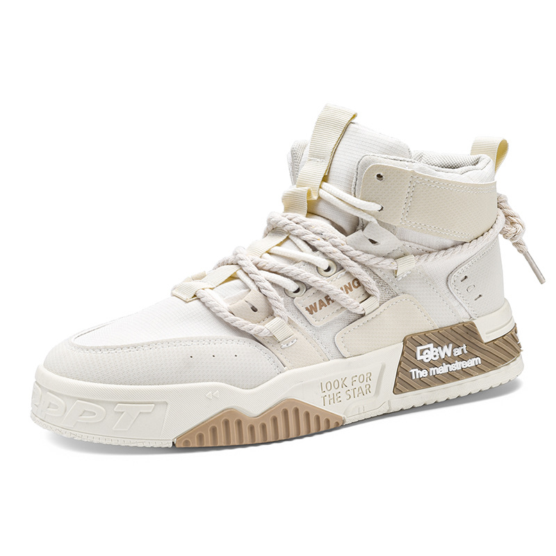 Autumn and winter casual sports shoes. Korean version of niche hemp rope thick soled trendy mid top board shoes