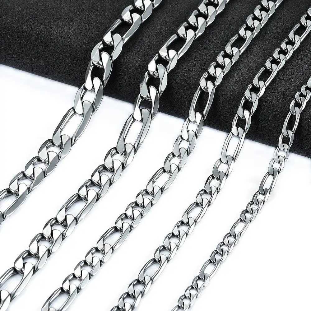 Fashion Stainless Steel Figaro Chain High Quality Link Necklace Chain Titanium Steel Men Women Jewelry WholesaleX240919