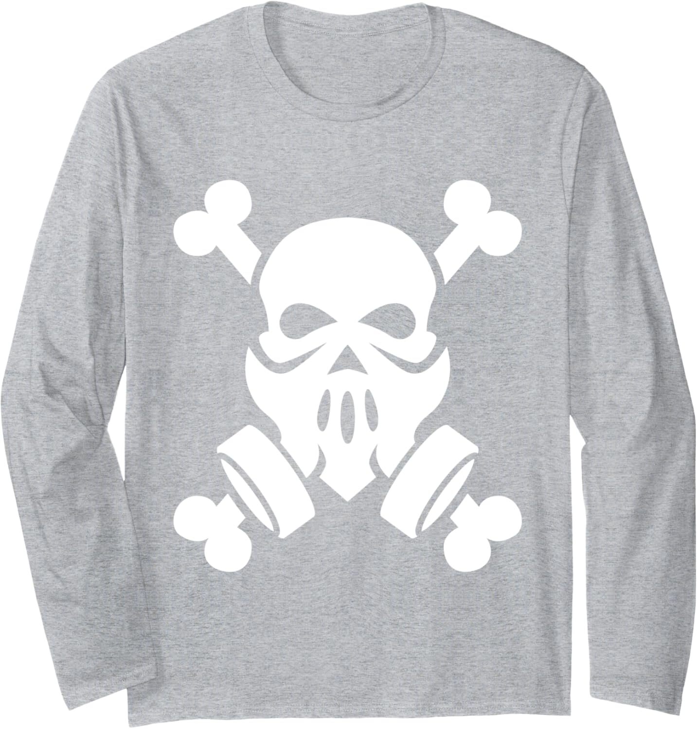 Long Sleeve Shirts for Men sweatshirt Dubstep Gas Mask Skull with Crossbones friends Long Sleeve Tee Streetwear Casual tops clothes trend
