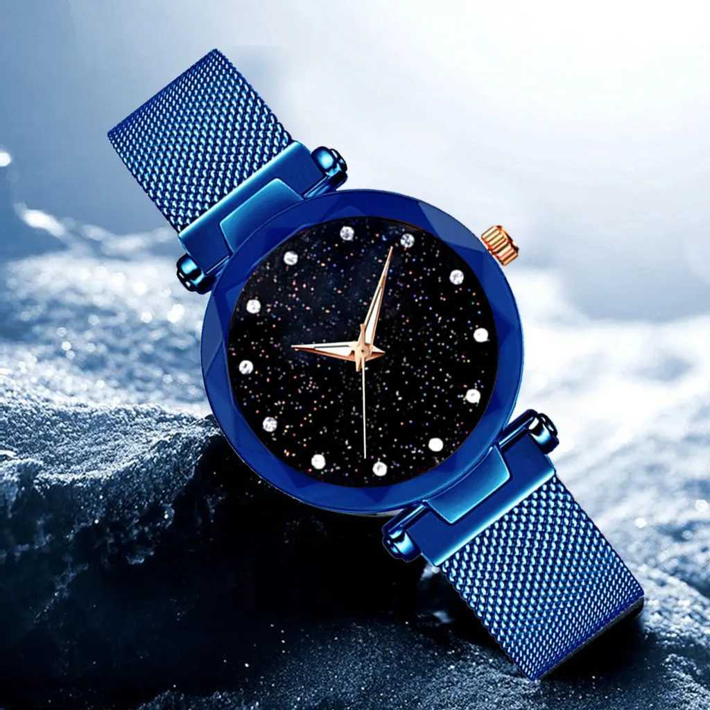 Rhinestone Round Dial Luxury Watch Solid Color Mesh Band Quartz Watches For Women Sparkly Dial Plate Business Watch Reloj MujerX240920