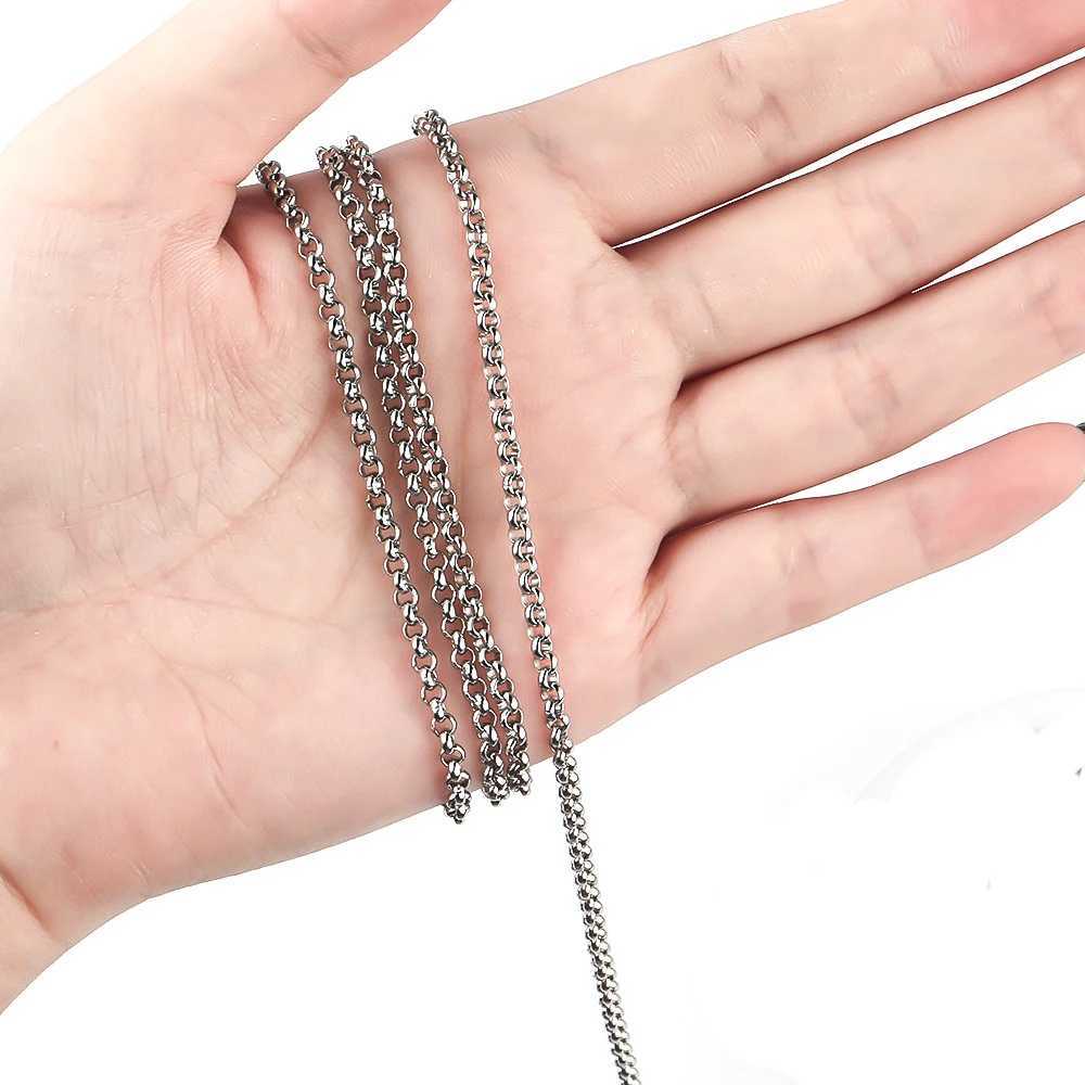 Fashion New Width 2mm-5mm Stainless Steel Round Pearl Chain Necklace DIY Jewelry Bracelet Necklace Dropship WholesaleX240919