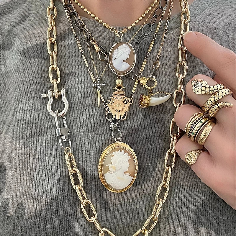 Ethnic Bohemian retro necklace womens jewelry personalized long Maxi coin pendant statement necklace 240919