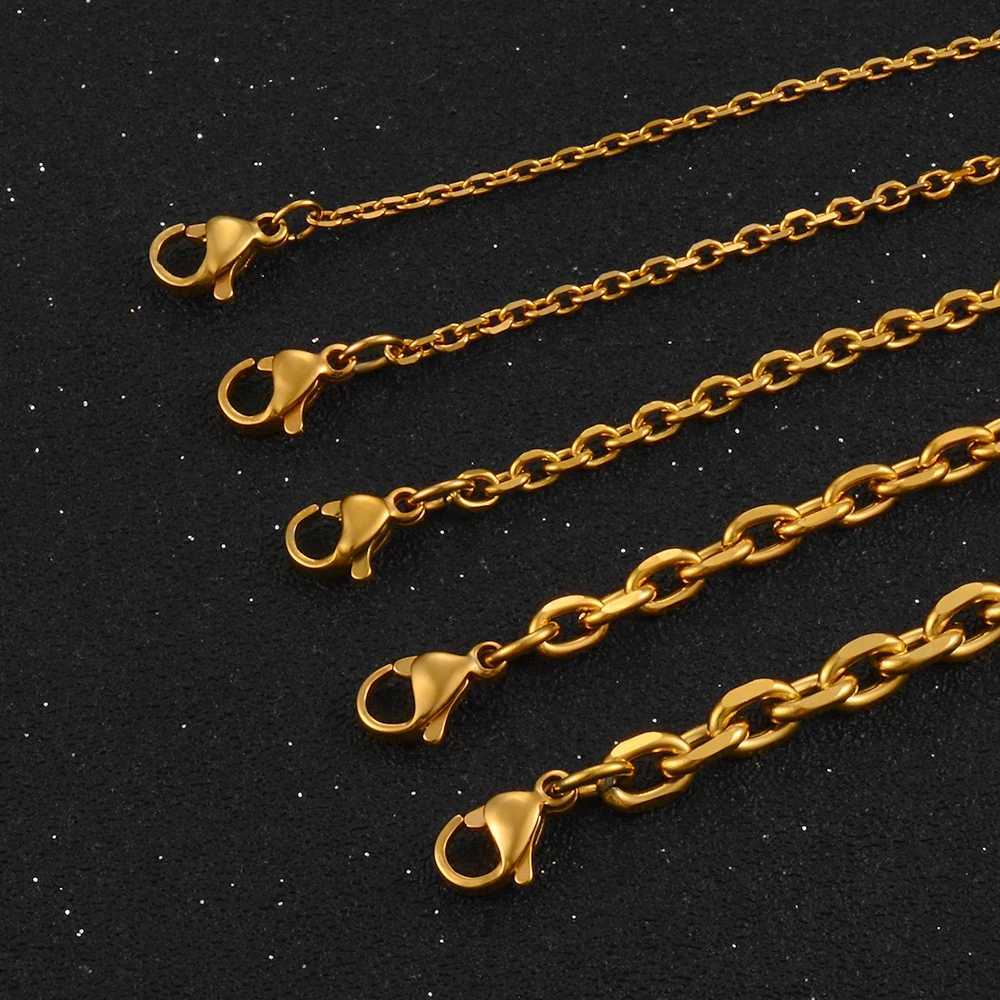 Width 1.6mm/2.4mm/3mm/4mm/5mm Stainless Steel Rolo Chain In Gold Color High Quality Charm Pendant Link Necklace WholesaleX240919