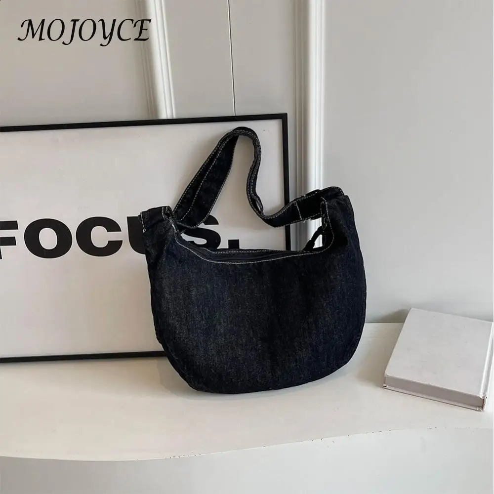 Womens cross bag multi pocket shoulder denim zipper homeless solid garbage travel sling 240919