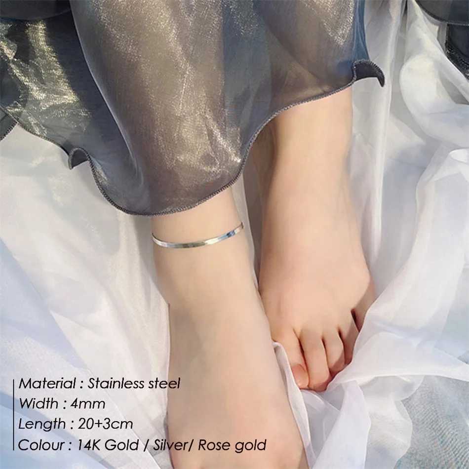 Visunion 10PCS Snake Chain Anklet for Women/Men Beach Blade Chain Anklet Stainless Steel Not Allergic Dropshipping/Wholesale Y240920