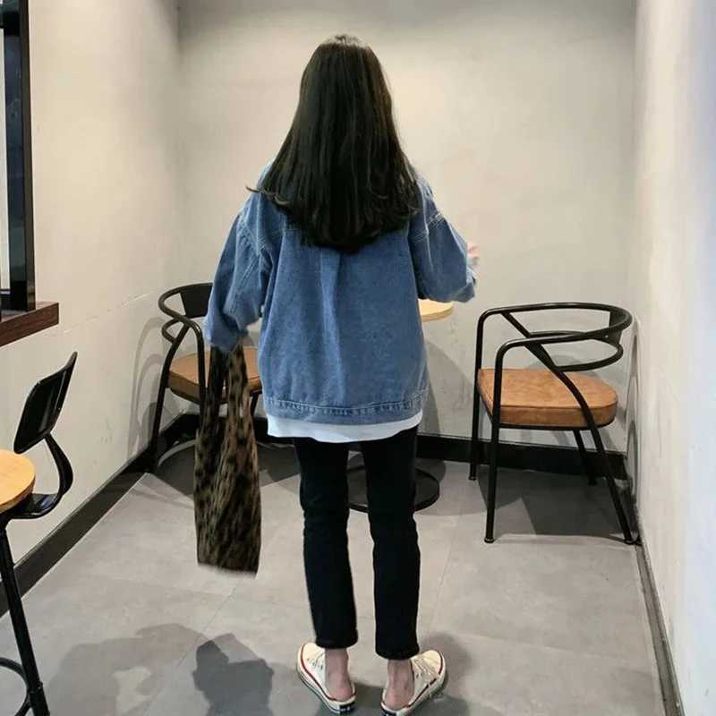 Womens Loose Denim Coat Korean Style Single-Breasted Long Sleeve Jacket Woman 2024 Spring Autumn Vintage Casual Jean Tops MujerX240920