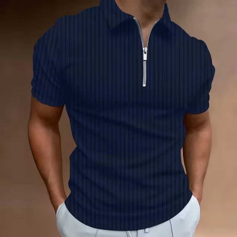 Mens Golf Shirt Quarter Zipper Polo Casual Holiday Lapel Short Sleeve T Shirt Fashion Basic Summer Regular Fit Polo ShirtX240920