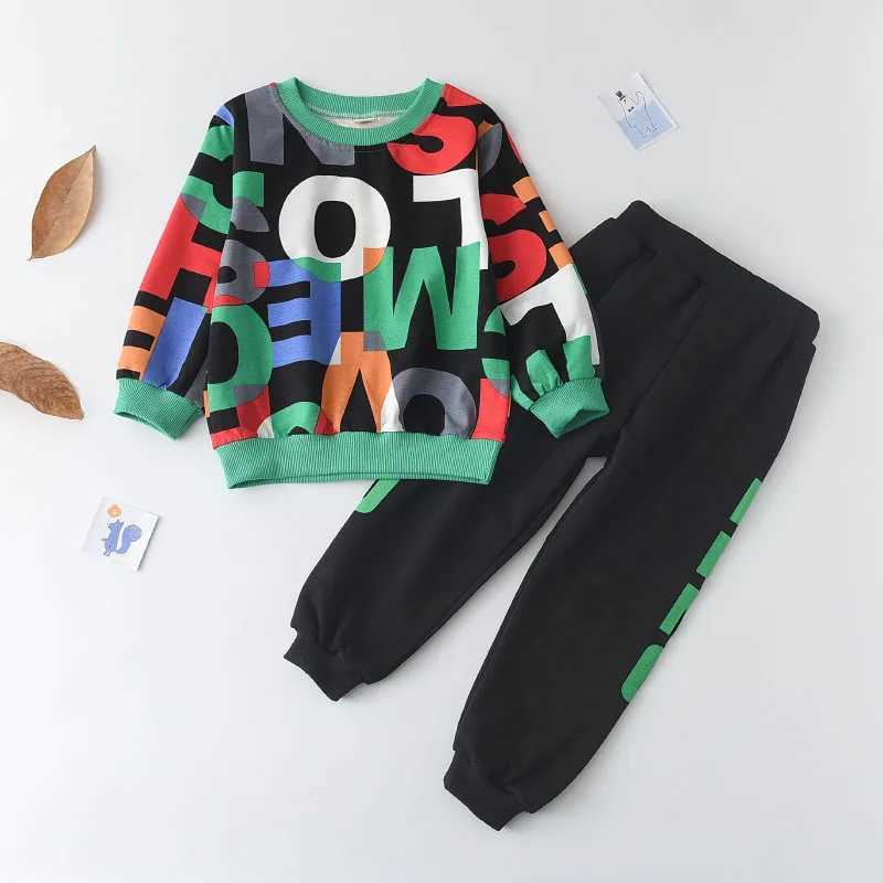 Boys Clothing Sets New Autumn Boys Clothes Print Sweatshirt Pants 2Pcs Suit Casual Kids Clothing Sets for 1-5 Years M240920