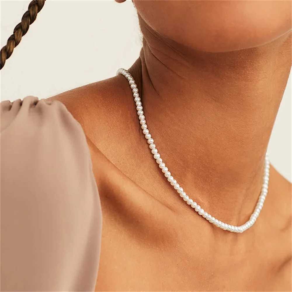 French Vintage Imitation Pearl Chain Necklace For Women Simple Acrylic Beads Choker Fashion Jewelry Elegant AccessoriesX240919