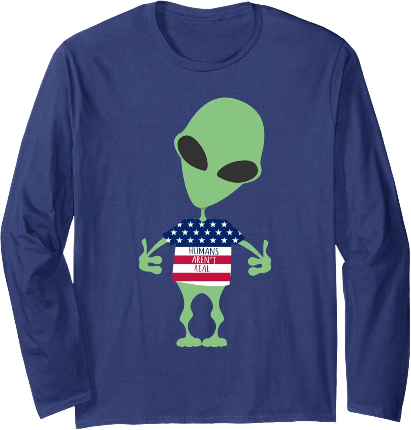 Long Sleeve Shirts for Men sweatshirt Alien Funny Humans Arent Real Cute 4th July UFO Long Sleeve Tee Streetwear Casual tops clothes