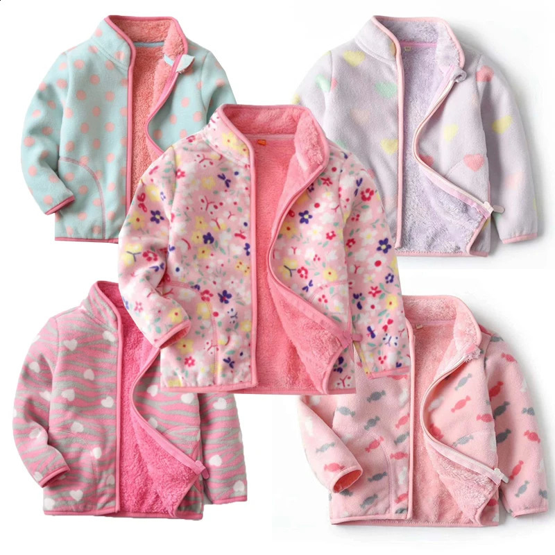 Jumping Meters Girls Outwear Fleece for Winter Autumn Baby Jacket Coats Flowers Childrens Jacket 240918