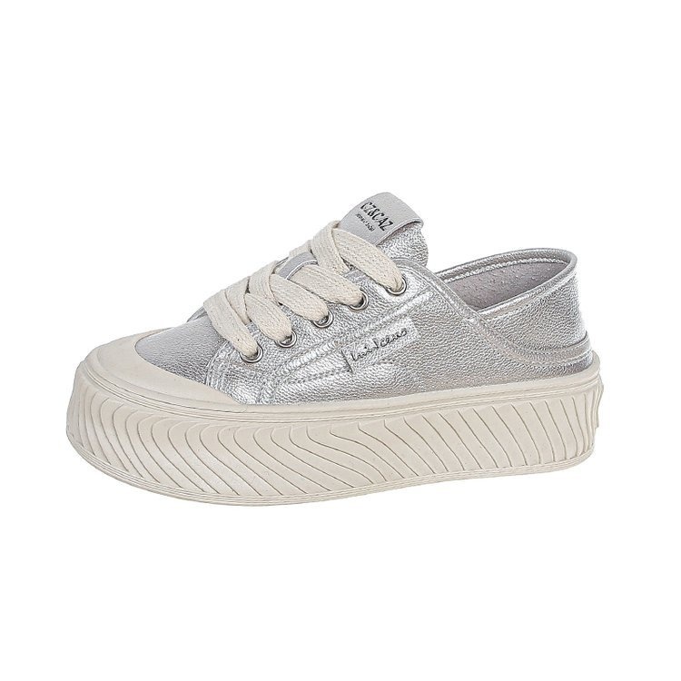 White for women 2024 new style big head thick soft sole casual one foot kick lazy two on board shoes