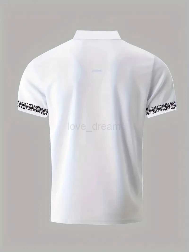 2024 Summer Fashion Mens Polo Shirt Lapel Zip Stripe Tie Print Mens Sports And Leisure Breathable Polo Shirt Mens ShirtXJ240920