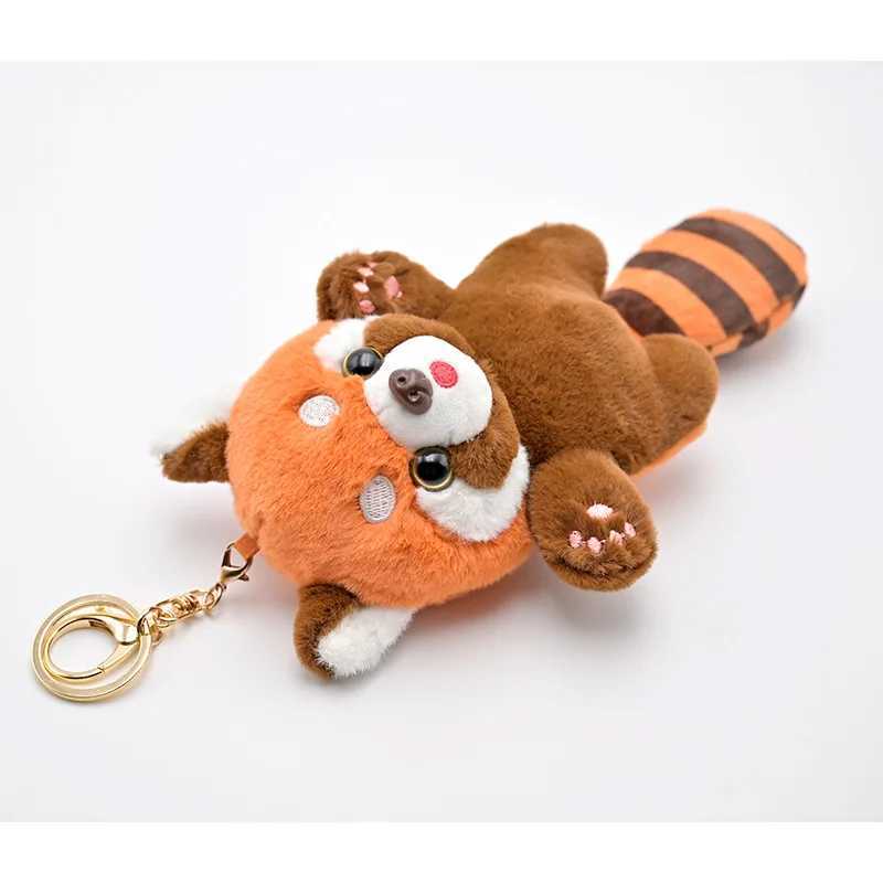 Cute cartoon red panda plush toy pendant little raccoon doll keychain doll playground dollX240919