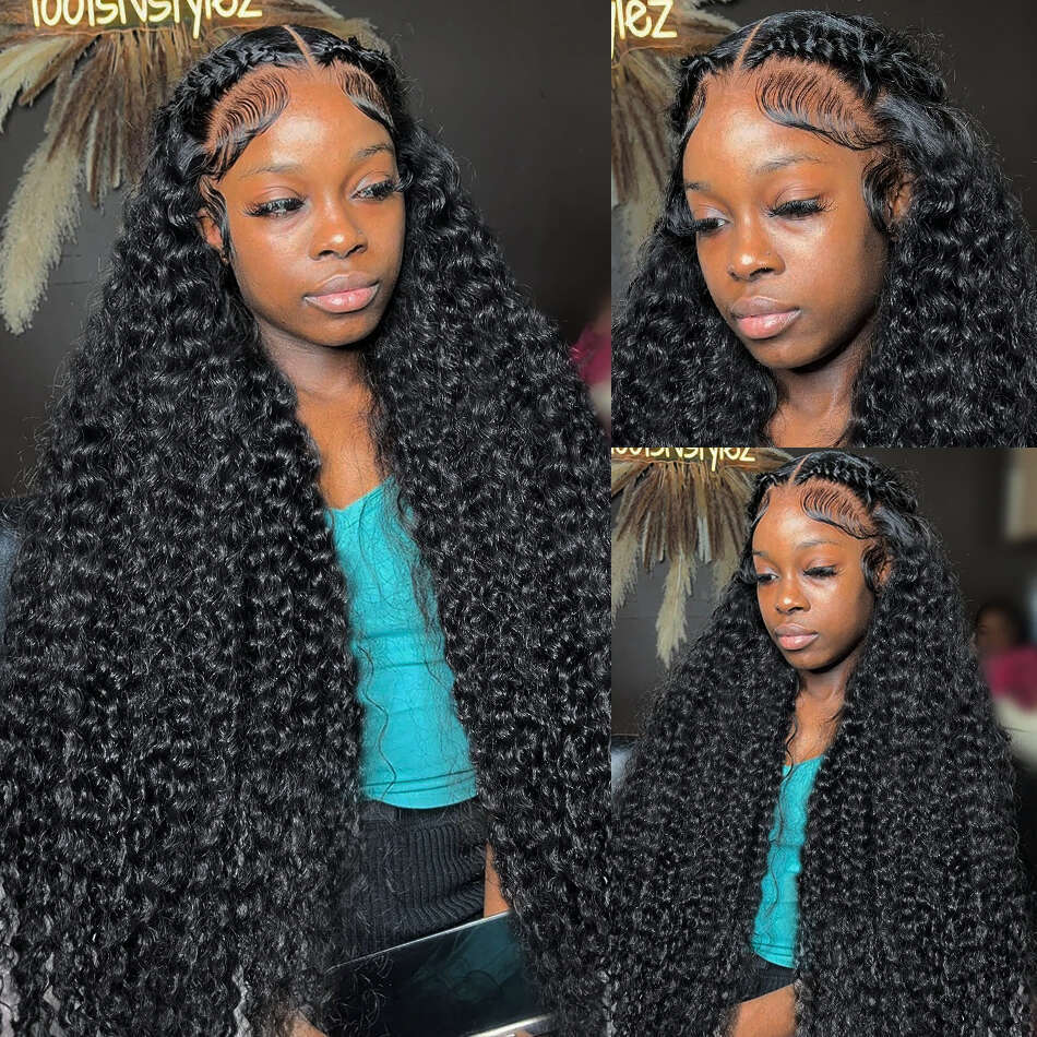 Deep Wave 13x6 HD Transparent Front Human Hair Wig 250 Density Brazilian Kinky Curly 13x4 Lace Frontal Wigs For Women