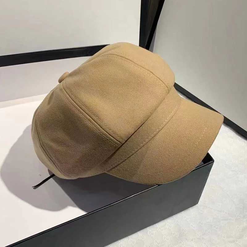 Loose Cloud Top Octagonal Beret Hats Wool Blended Newsboy Hat Women Cool Street Brim Cap Outdoor Winter Autumn Berets Caps GirlX240919