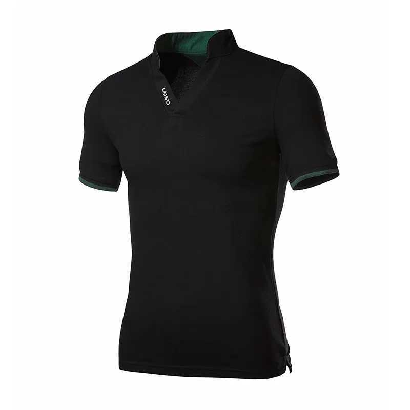 2023 New Fashion Brand Polo Shirt Mens Summer Mandarin Collar Slim Fit Solid Color Button Breathable Polos Casual Men t ShirtXJ240920