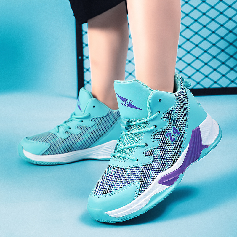 Children Basketball Sneakers Hot Fashion Mesh Breathable Basketball Trainers Baskets Outdoor Platform Sport Shoes Boys and Girl