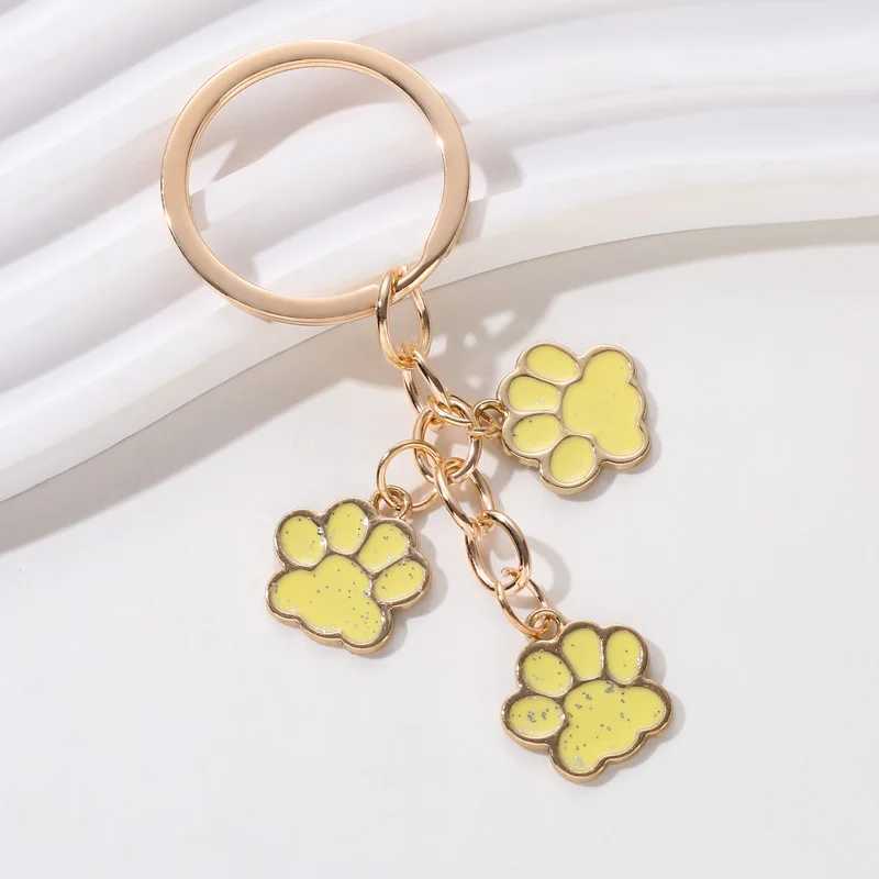 Cute Enamel Keychain Cat Dog Paw Key Ring Footprints Key Chains For Women Men Handbag Accessorie DIY Handmade Jewelry GiftsX240919