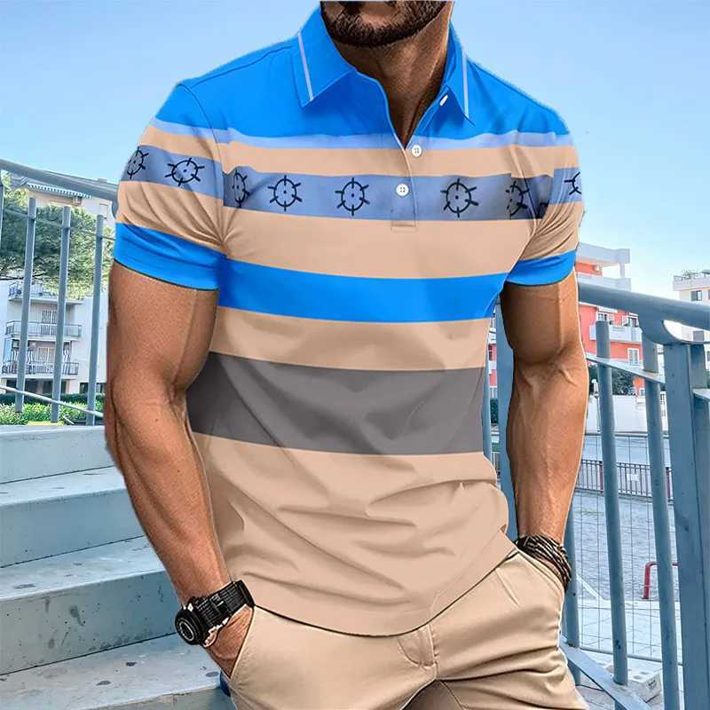 Mens summer short sleeved striped polo shirt mens casual breathable polo shirt top.X240920