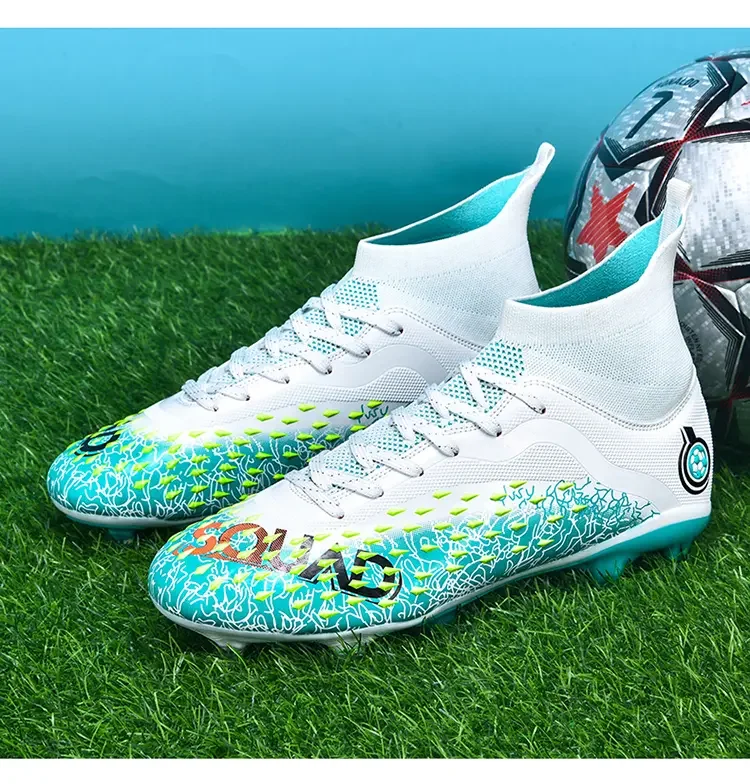 Men Soccer Shoes Football Boots Long Spikes Ankle Training Sport Footwear Indoor Futsal Ultralight Non-Slip Unisex Top Quality