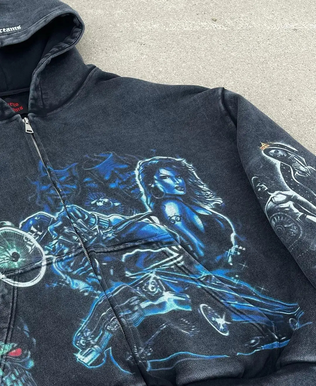 Harajuku HUSTL3RS DIARY Oversized Zip Up Hoodie Streetwear Tops Sweatshirt Y2k Clothes Grunge Hoodies Women Men Clothing 240911