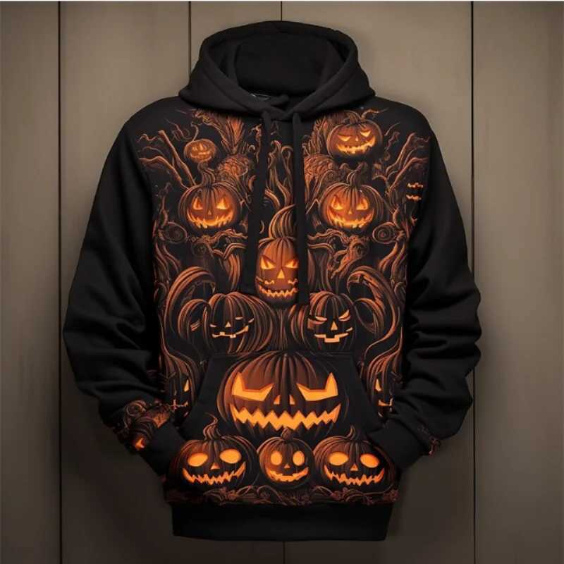 Horror Pumpkin Head Pattern Hoodie Fashion Spring Autumn Halloween 3D Printed Sweatshirt Trend Streetwear Loose Sports Pullovers Y240920