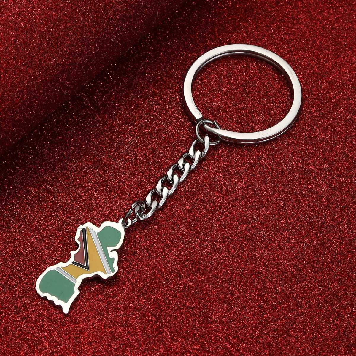 Stainless Steel Guyana Map Flag Keychain Women Girls Guayana Jewelry Republic of GuyanaX240919