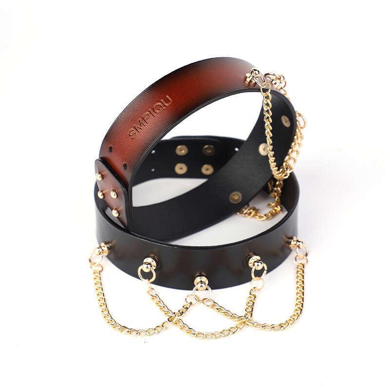 High end sex SM prop five nail chain sex collar traction female slave training restraint neck cover adult products