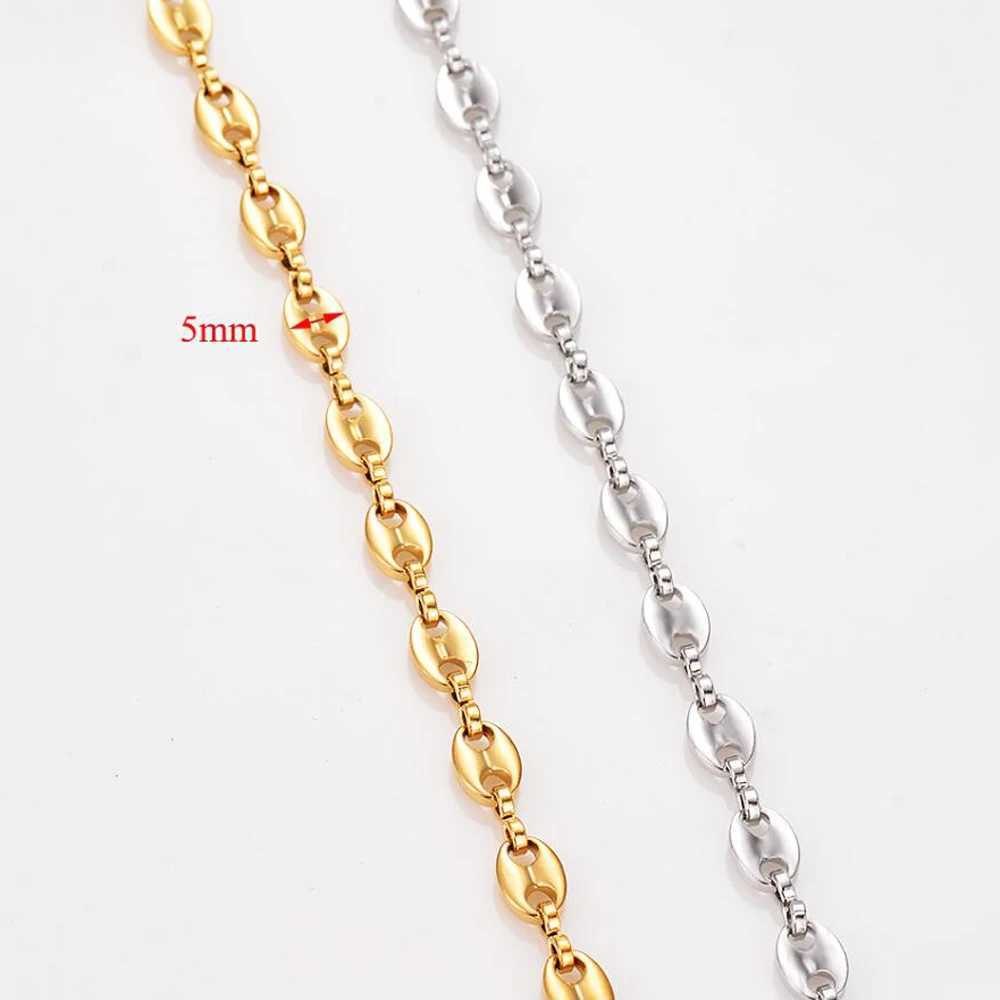 1 Piece 5MM Stainless Steel Coffee Bean Hip Hop Chains Pig Nose Punk Necklaces Men womens jewelryX240919