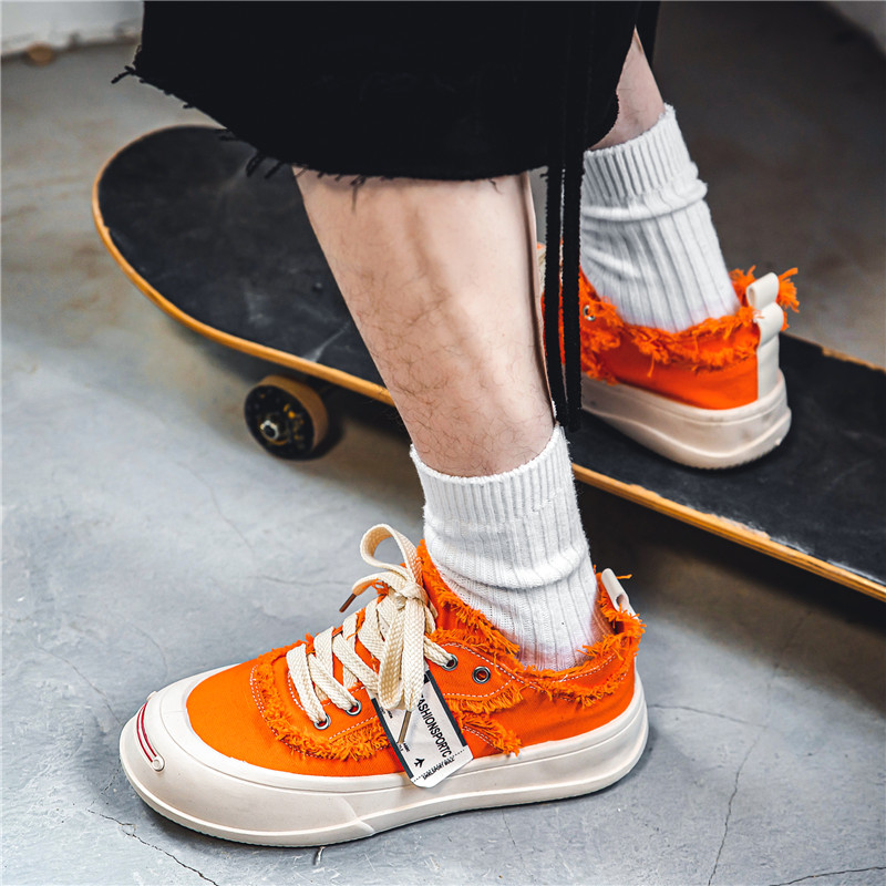 Fashion 2023 Orange Casual Platform Designer Mens Canvas Sneakers Street Vulcanized Shoes Men atillas 636e
