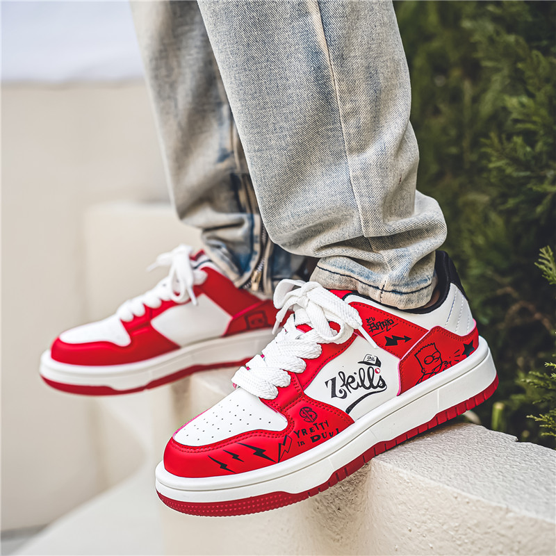 2025 new Designer Brand Red Men's Skateboarding Fashion Anime Sneakers Leather Casual Skate Sneaker Men Hip Hop Street Shoes 6e7e