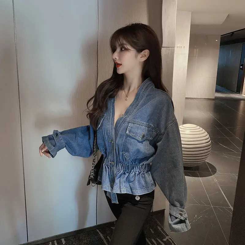 Women Denim Jacket Trend Loose and Versatile with Slim Waist and Short Stylish Casual Top That Exudes Sense of LuxuryX240920