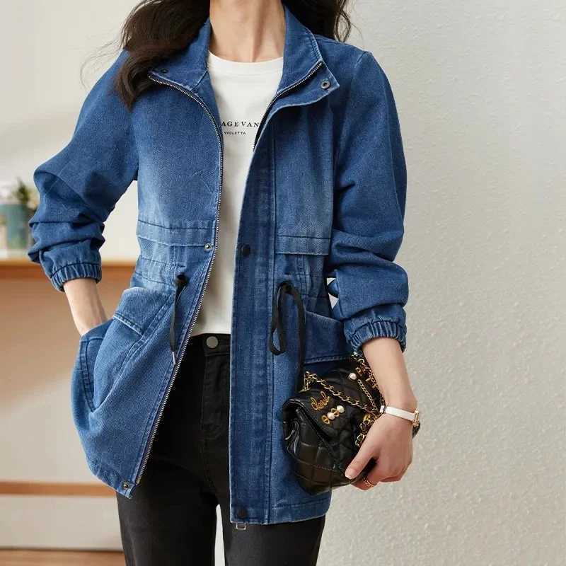 Womens Denim Jacket 2024 Spring Autumn New Ladies Denim Coat Design Sense Versatile Age Reduction Female Cowboy Overcoat A178X240920