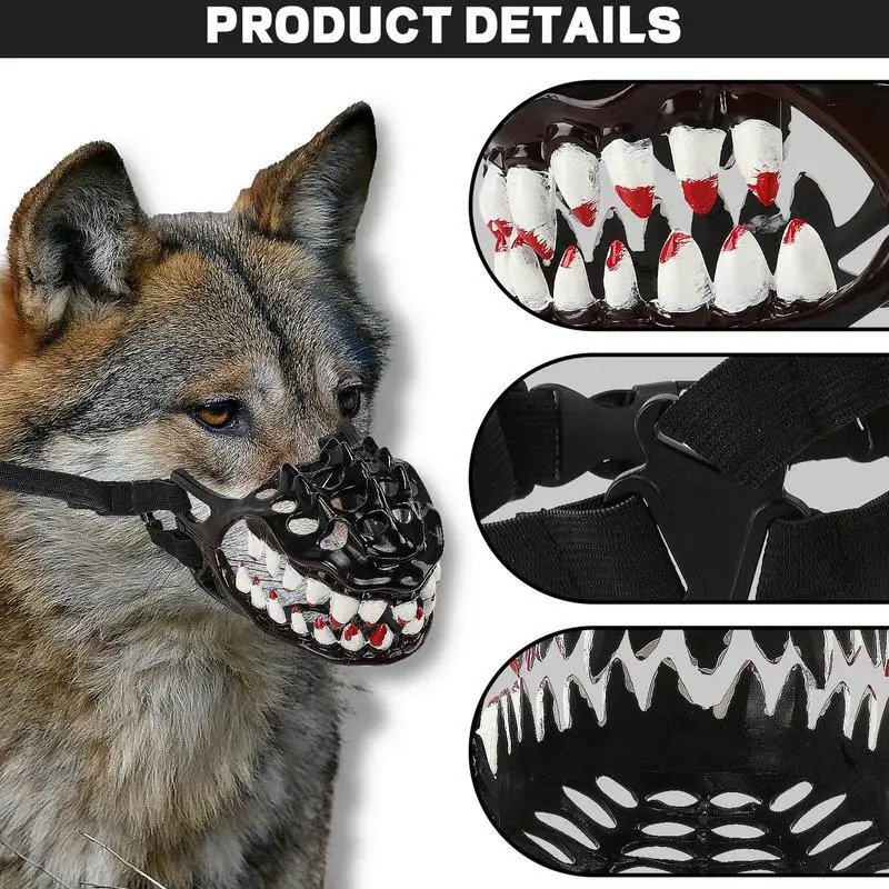 Halloween Dog Tone and Teeth Spooky Prop Halloween Dog Costume Fun and Creative Halloween Dog Tone Anti Bite Werewolf Supply 240914