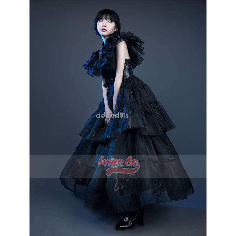 Addams Cosplay Costume Wednesday Black Dance Evening Dress Women Girls Elegant Upgraded Version C07196