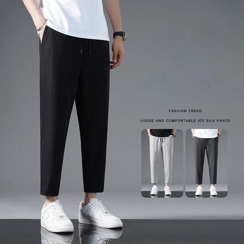 2024 Summer Silk Pants Mens Four sided Elastic Casual Edition Loose Fast Drying Sports Pants W240919