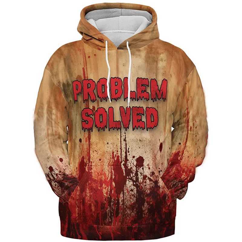 Harajuku 3D Horror Halloween Printing Hoodies Bloody Patterns Graphic Hooded Sweatshirts Fashion Pullovers Mens Clothing Hoodie Y240920