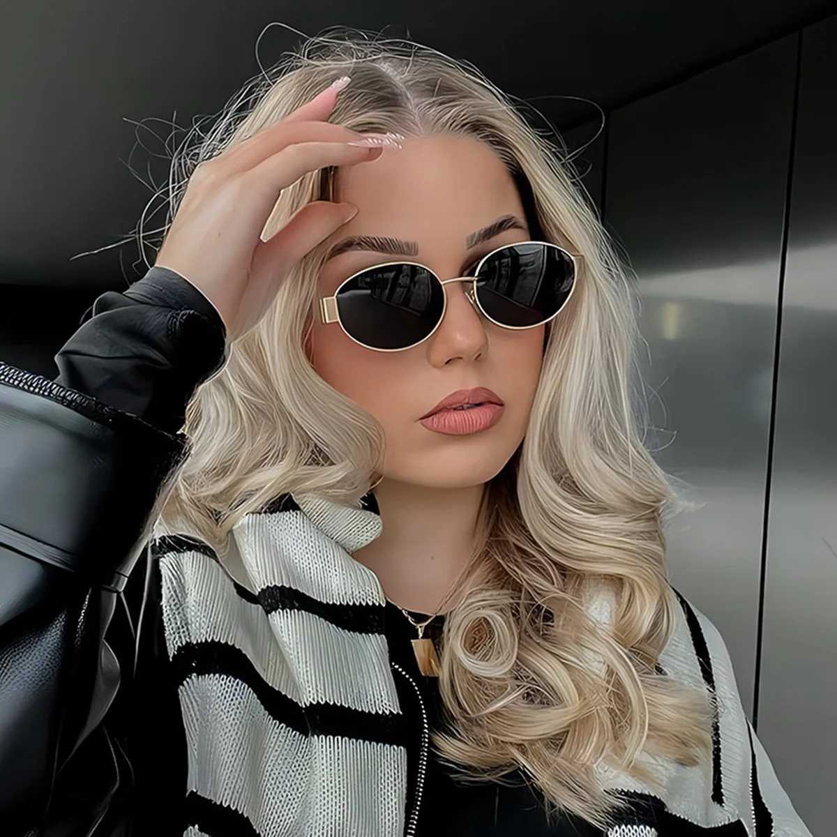 2024 New Oval Sunglasses Hot Lenses Small Round Metal Fashion Sunglasses For Men And WomenX240920