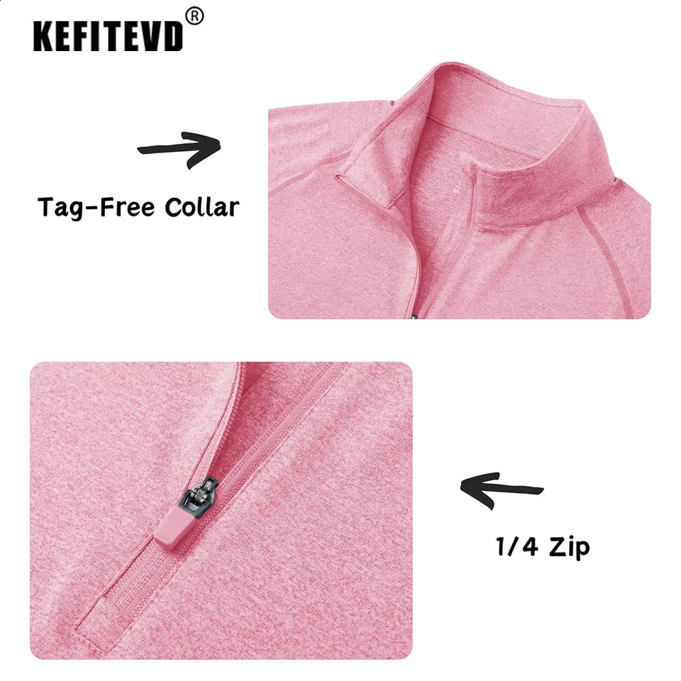KEFITEVD Summer UPF 5014 Zipper Top Mens Long Sleeve Quick Drying Tshirt UV Protective Lightweight Sports Shirt Running 240909
