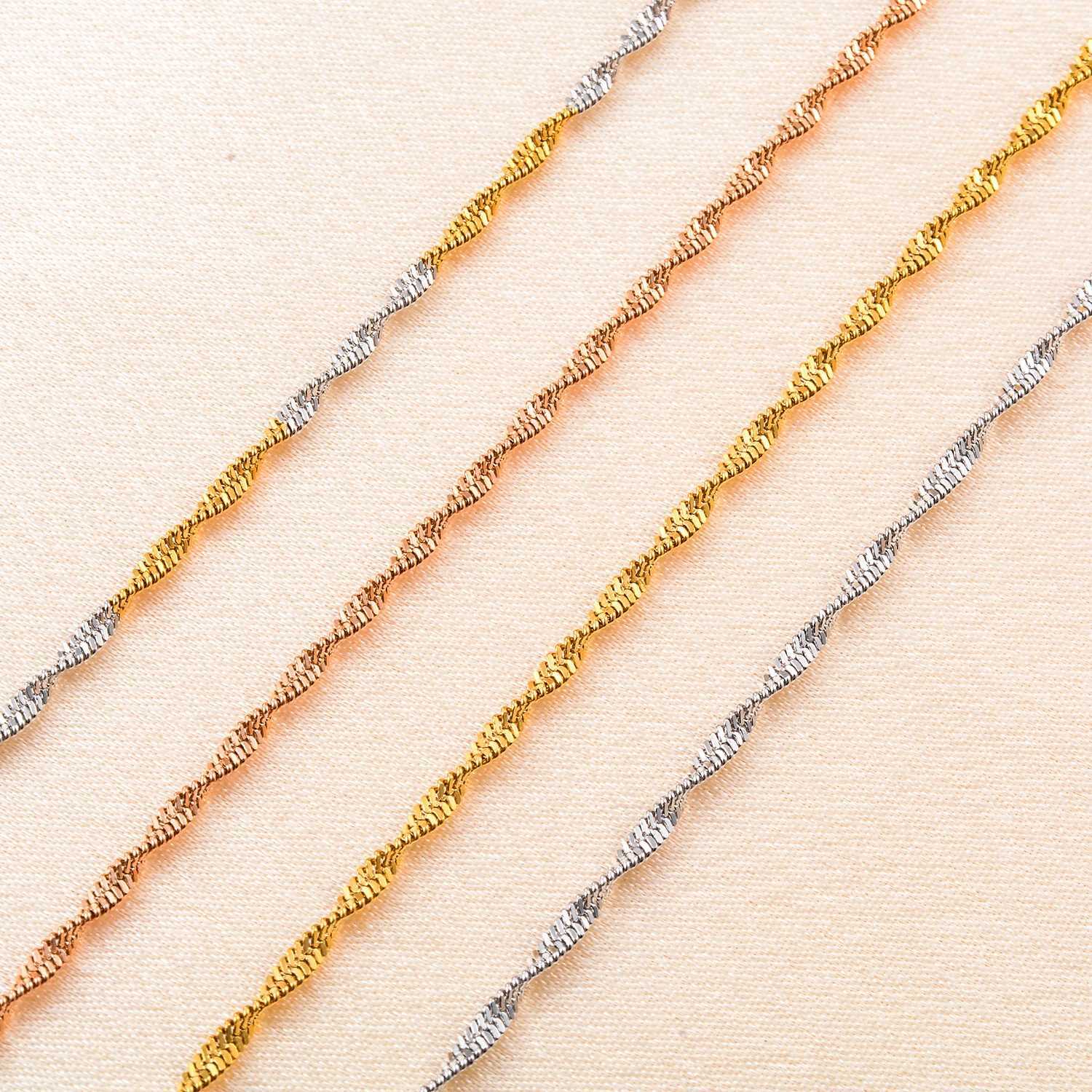1.5mm/2mm/2.5mm Stainless Steel Tiny Twist Flate Snake Chain Necklace Silver/Gold/Rose Color For Women Mens Jewelry GiftX240919