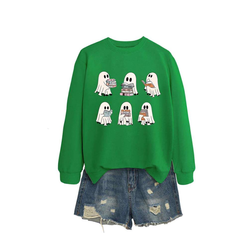 Hallowmas Casual Round Neck Hoodie Ghost Comfortable Reading New Long Sleeved Top Jackets Womens Winter Jacket Women Jacket Coatwomen Autumn Dress Wom