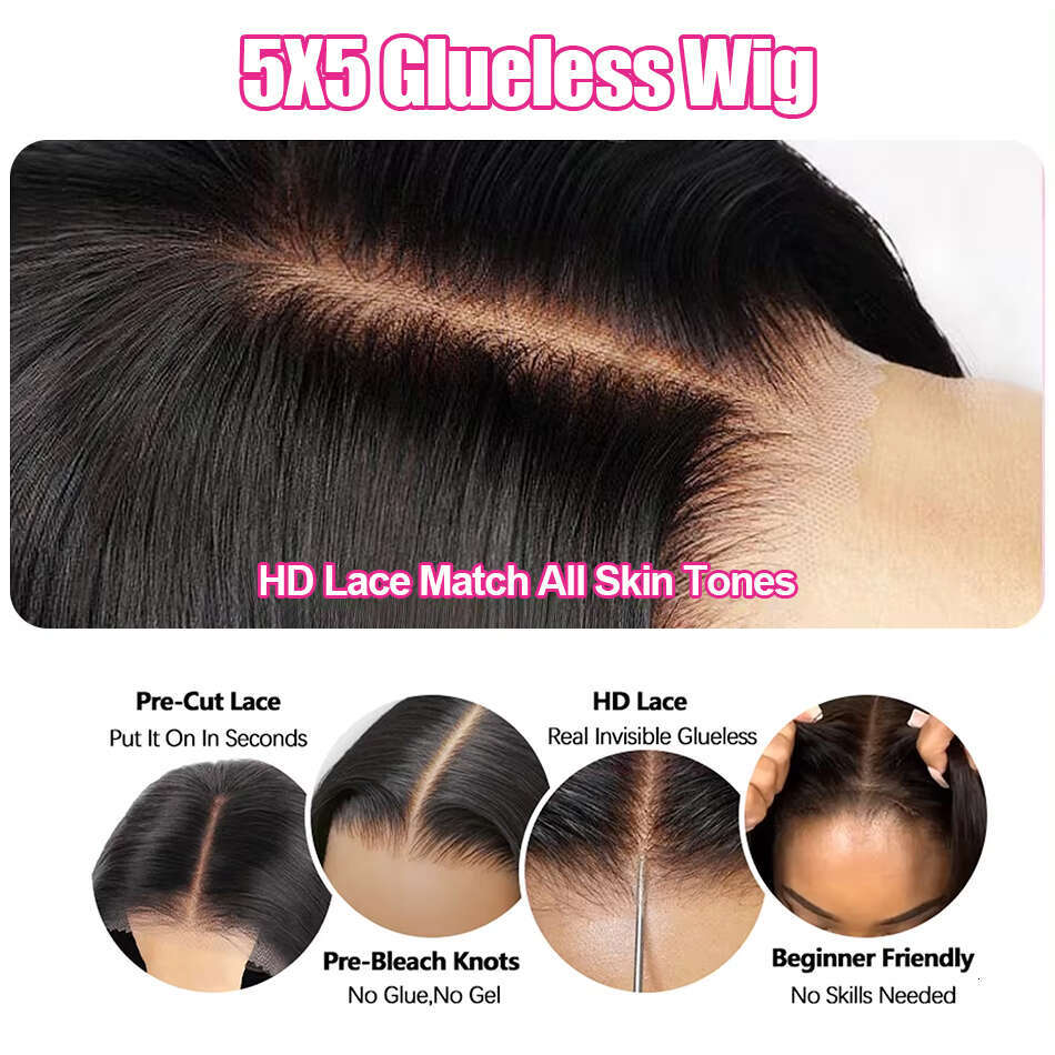Melodie 250% 5X5 Glueless Body Wave Middle Inch Front Wig Transparent Lace Frontal Closure Human Hair Wigs
